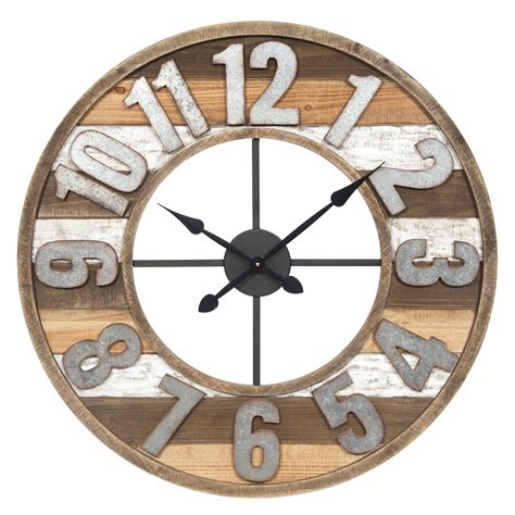 Gallery Solutions 33 Rustic Reclaimed Wood And Metal Wall Clock