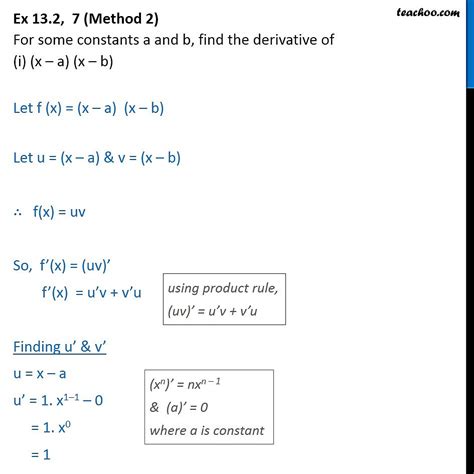 ex 12 2 7 find derivative of x a x b teachoo