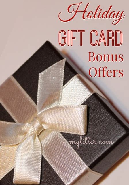 Look no further as we present you the ultimate list of buying best gift card promotions and deals! Holiday Gift Card Bonus Offers for Restaurants and Retail 2014 - MyLitter - One Deal At A Time
