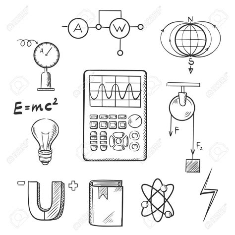 Iconos De Dibujo Ciencia Establecidos Con Los Símbolos De La Física