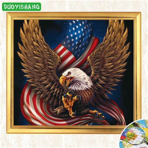 Duoyishang 5d Diy Diamond Painting American Flag And Eagle Full Square