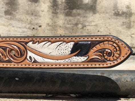 Lone tree leather works creates their own unique floral and geometric belt patterns hand tooled into soft leather for distinct and highly attractive. Tooled Feather Belt | Durbs Leather | Leather tooling ...