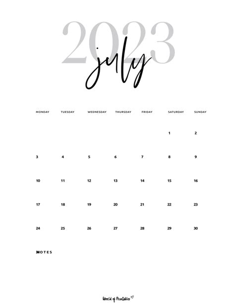 Blank Printable July 2023 Calendar Calendar 2023