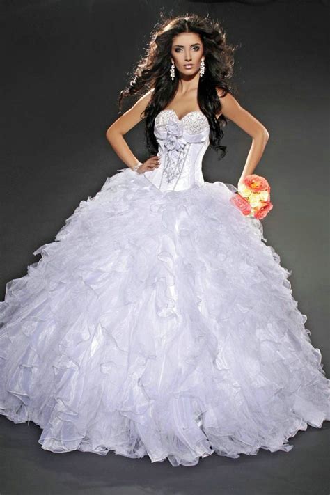 Ball Gown Ruched Sweetheart Strapless Flower Long White Quinceanera