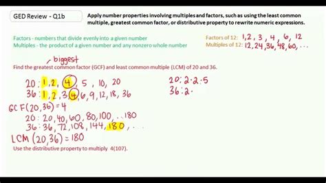 Ged Study Guide Math Greatest Common Factor Gcf And Least Common