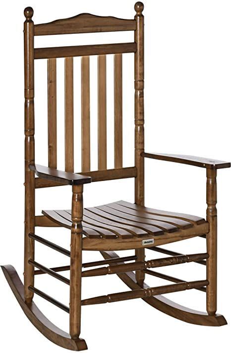 Outsunny Traditional Wooden High Back Rocking Chair For Porch Indoor