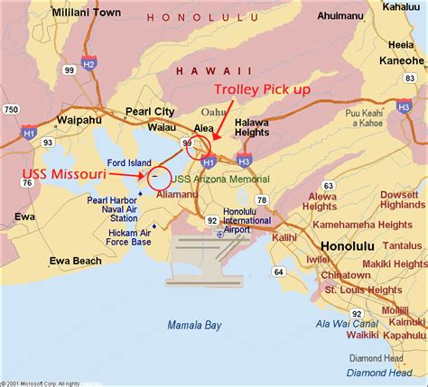 Pearl Harbor Oahu Hawaii Map