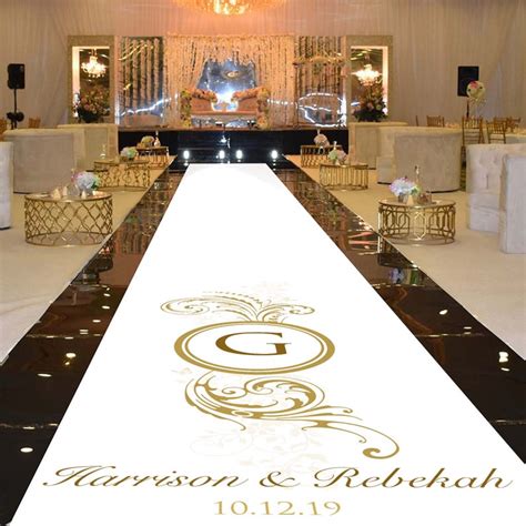Personalise Wedding Aisle Runner Decoration Gold Effect Etsy Aisle