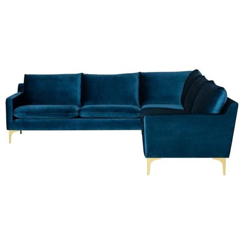 Nuevo Anders L Sectional Sofa Midnight Blue Sectional Sofa Fabric