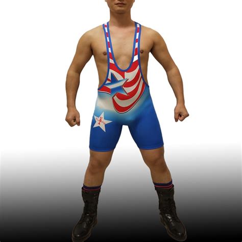 American Man Wrestling Singlet Wrestler Leotard Bodywear Gym Outfit One
