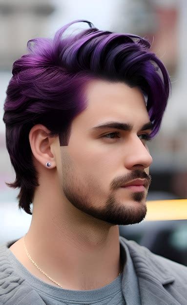 Premium Photo The Purple Hair Color For Men