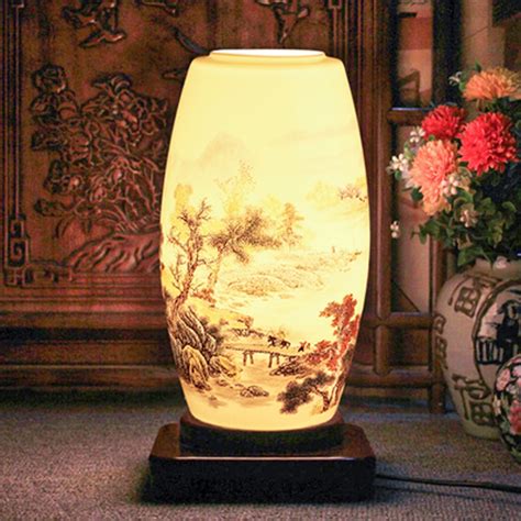 Traditional Chinese Ceramic Table Lamp Country Style Study Room