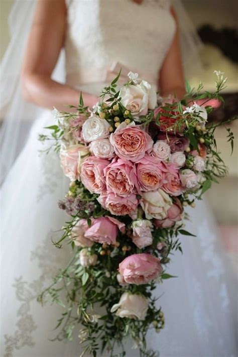 Stunning Cascading Pink Rose Bridal Bouquet Pictures