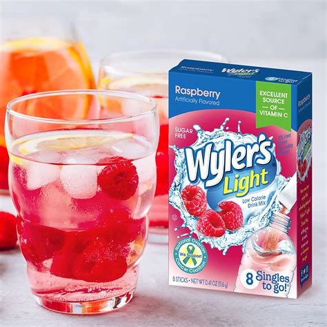 Wylers Light Singles To Go Powder Packets Water Drink Mix Raspberry