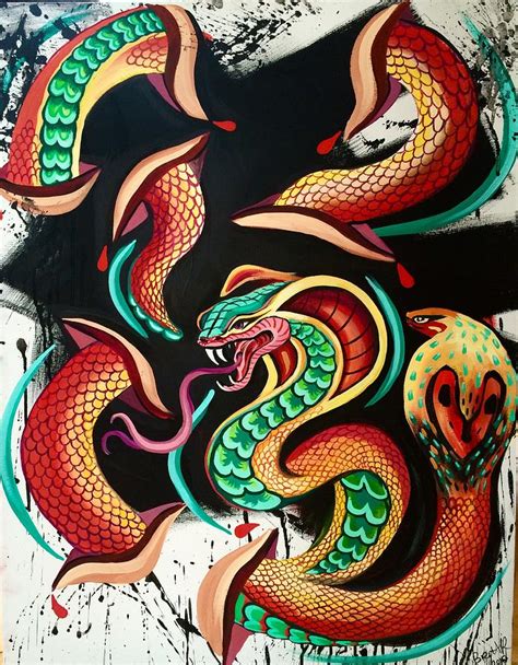 Polycephalous Cobra Painting By Britt Kuechenmeister
