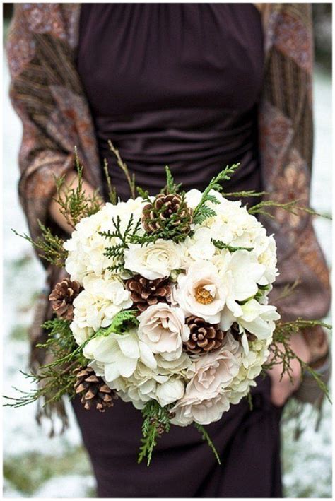 Rustic Winter Wedding Bouquet Deer Pearl Flowers