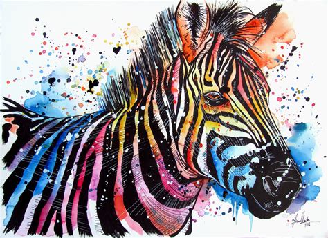 Sprightly Zebra Colorful Animal Paintings Zebra Art African Art