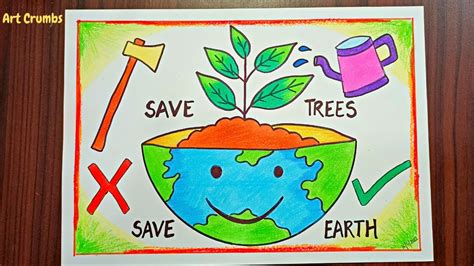 How To Draw Save Trees And Earth Environment Drawing Vrogue Co