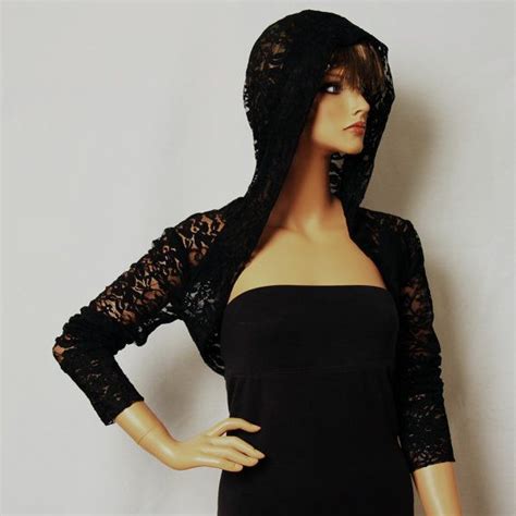 Black Lace Hooded Shrugwomenlace Jackethoodies Hsl Bk Women Women