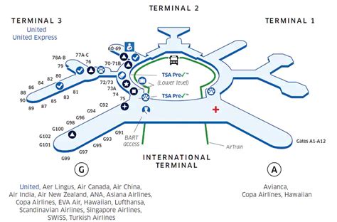 Sfo Airport Map United Airlines Airport Map San Francisco