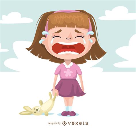 Illustrated Sad Girl Crying Vector Download