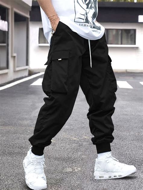 Men Casual Fleece Lined Baggy Cargo Pants Wide Leg Thick Trousers Hip