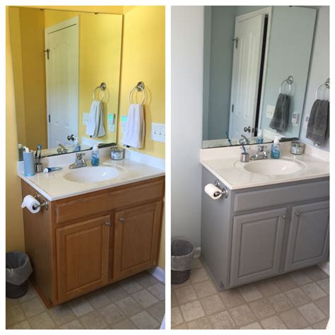 Maybe you would like to learn more about one of these? Before and after bathroom cabinet, Valspar Chalky paint in ...