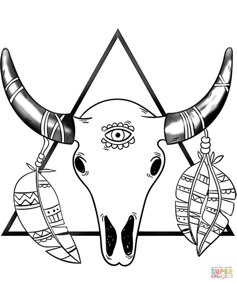 40+ bohemian coloring pages for printing and coloring. Boho Skull coloring page | Free Printable Coloring Pages