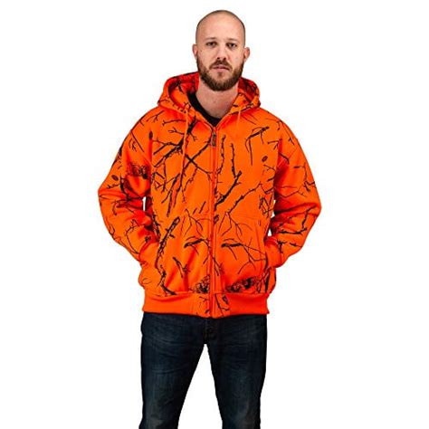 Trailcrest Trailcrest Safety Blaze Orange Orange Camo Double Fleece Full Zip Hoodie M