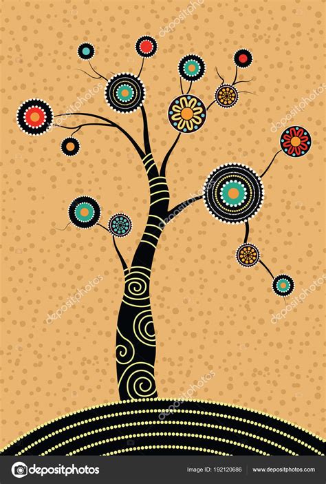 Aboriginal Tree Aboriginal Art Vector Painting Tree Illustration Based