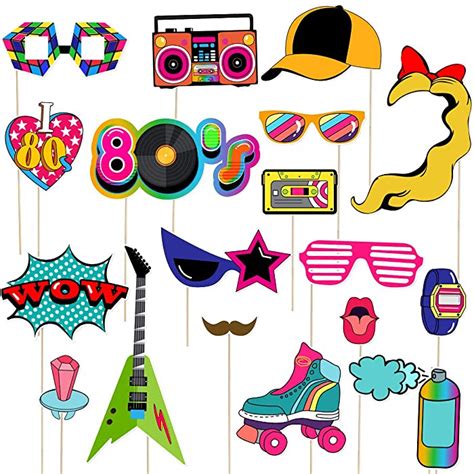 Buy Luoem 21pcs 80s Photo Booth Props Funny Birthday Party Photo Props