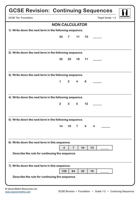 Maths Gcse Revision Worksheets Worksheets For Kindergarten