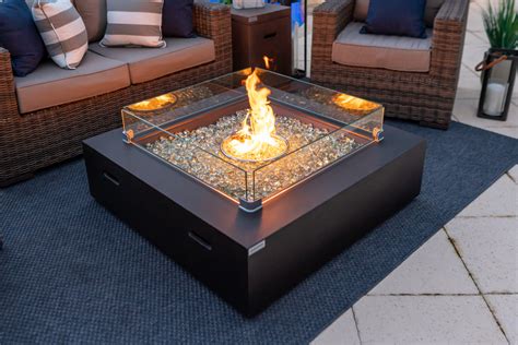 42 X 42 Square Outdoor Propane Gas Fire Pit Table In Brown
