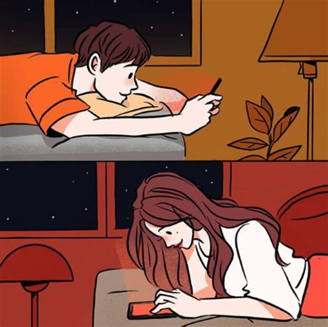 Original Boy And Girl Texting Cute Couple Drawings Cute Couple Art