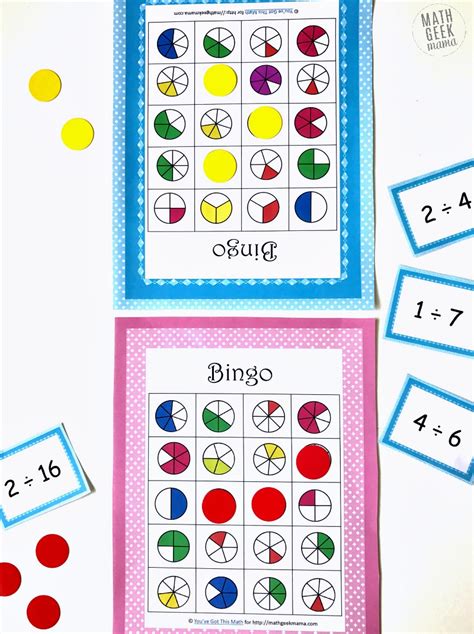 Simple And Fun Division Bingo Game Answers As Fractions Printable