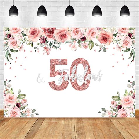Neoback 50th Birthday Photo Backdrop Watercolor Flower Fifty Birthday