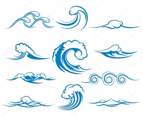 Waves Of Sea Or Ocean Waves Vector Illustration — Stock Vector © Mssa