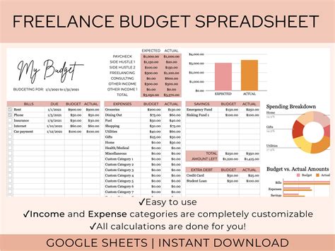 Ultimate Freelance Budget Spreadsheet Budget Spreadsheet For Etsy Uk