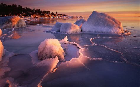 Winter Ocean Sea Lakes Shore Coast Nature Sunset Sunrise Ice Iceberg