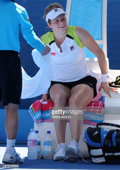 Kim Clijsters Of Belgium Reacts As She Takes An Injury Break Against