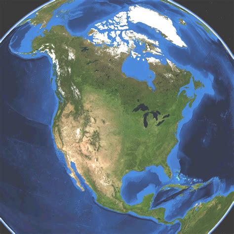 Large Detailed Satellite Map Of North America North A