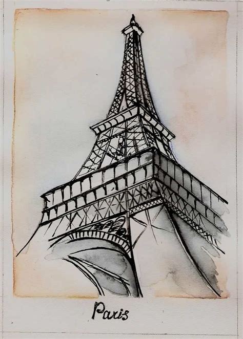 Eiffel Tower Drawing Pen Art Work Pen Art Drawings Paris Drawing