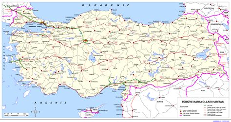 Türkiye'nin Karayolları Haritası: İl Sınırları İle Birlikte Türkiye'de ...
