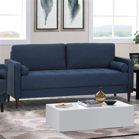 LifeStyle Solutions Jareth Sofa in Navy Blue Fabric ...