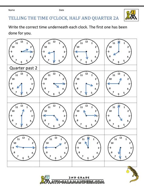 clock worksheets quarter past and quarter to telling