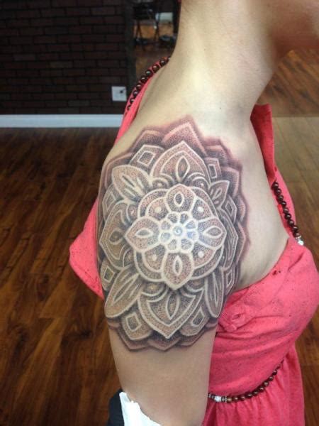 Shoulder Girl Mandala Dotwork Tattoo By Anthony Ortega Best Tattoo
