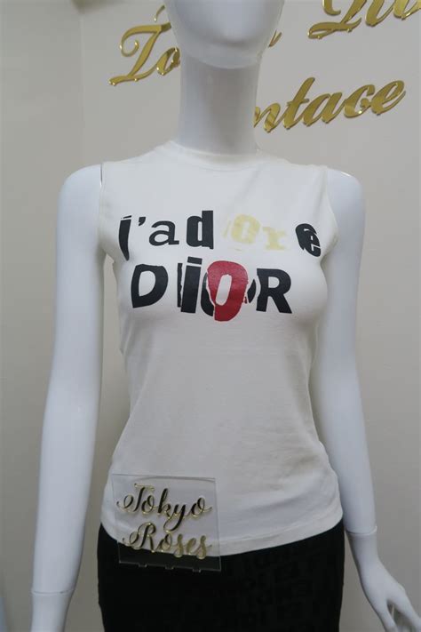 Christian Dior Jadore Dior White Grunge Tank Top Shirt Tank Top