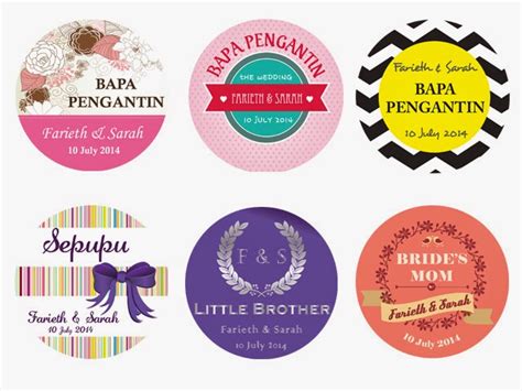 Learn how to design your own button pin (badge) in photoshop. Oh Mai Wedding - Door gift Sticker Kahwin Bunting Button ...