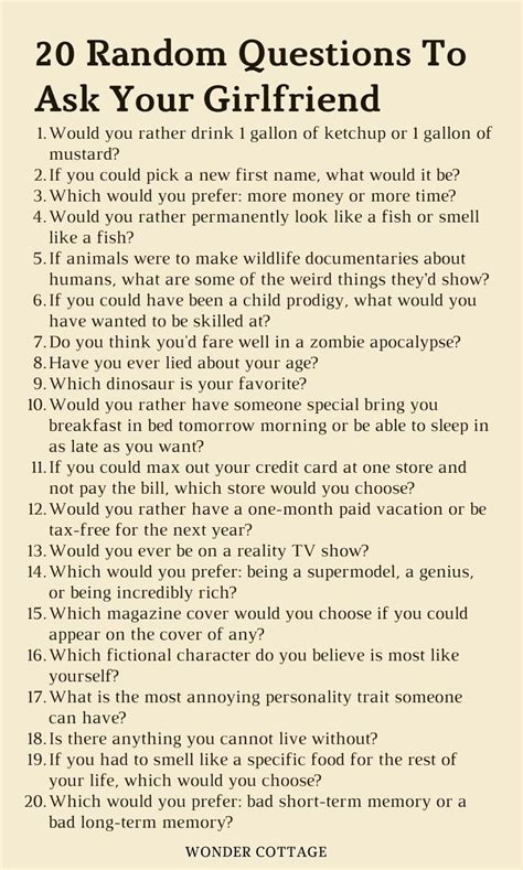 245 Questions To Ask Your Girlfriend Wonder Cottage In 2022 Fun