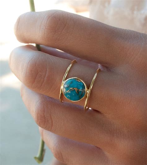 Turquoise Ring Gold Ring Statement Ring Gemstone Ring Copper